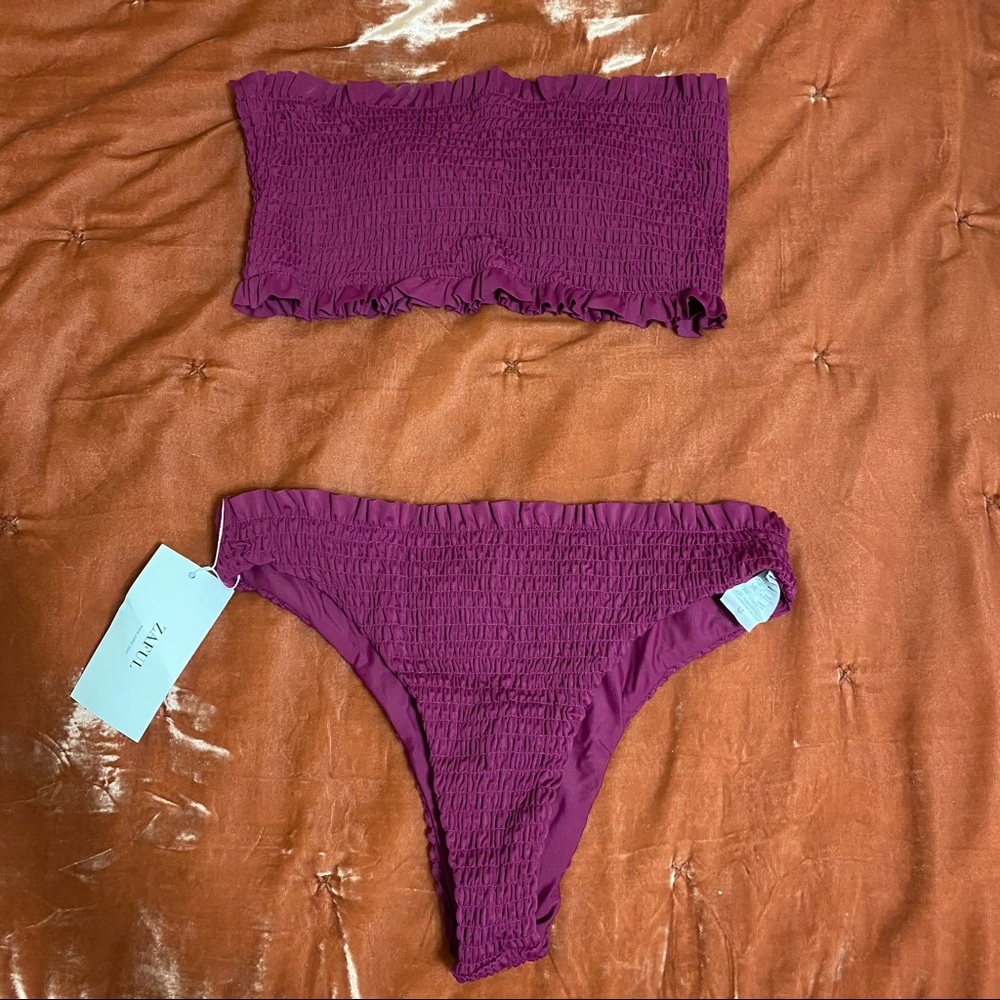 Zaful purplish red bandeau bikini